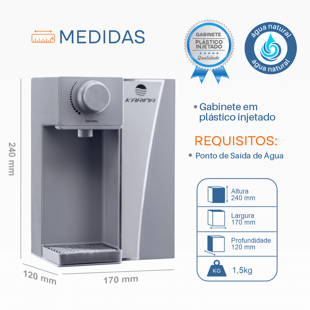Purificador Modelo Aqua Small - CINZA - Karina - Imagem 4