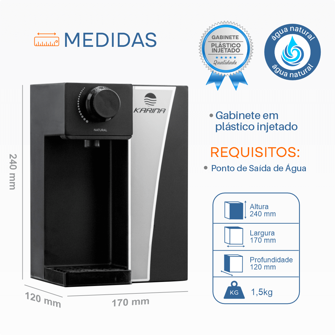 Purificador Modelo Aqua Small - PRETO - Karina - Imagem 4